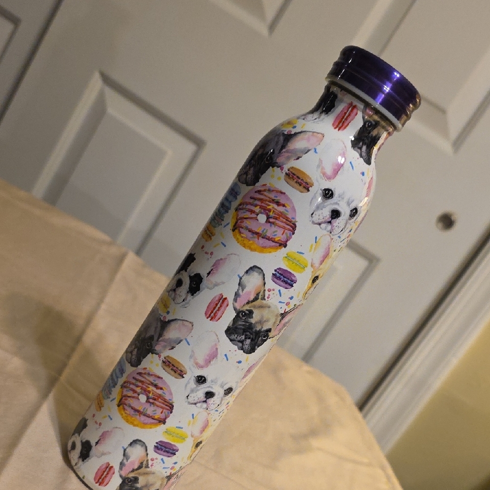 Anna Colorful French Bulldog Bottle with Purple Lid